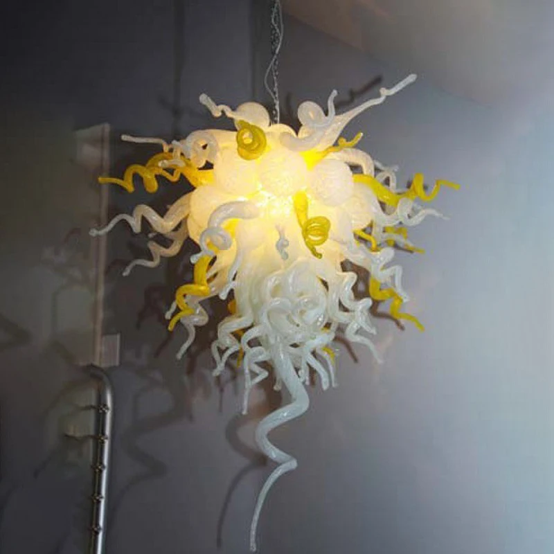 

Designer Art Glass Hanging Light Fixture Chandelier Light for Home in Lemon Yellow LED Murano Glass Modern Chandelier Lamp