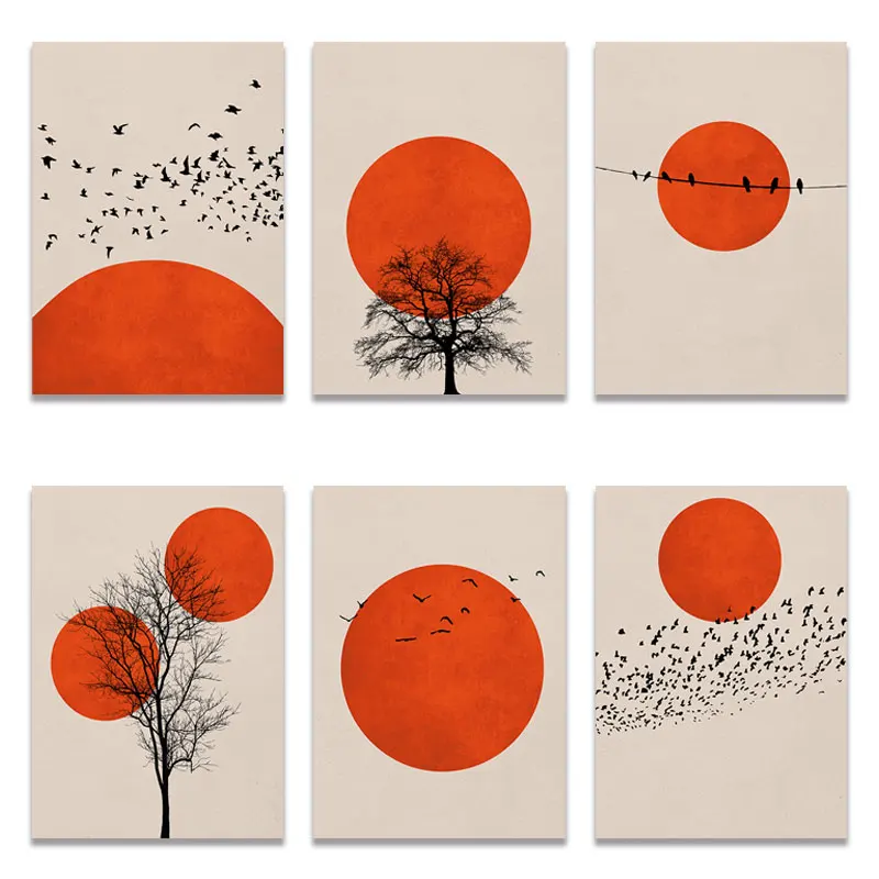 

Абстрактный постер в скандинавском стиле, зимний утренний пейзаж, Настенная картина, искусство, скандинавский Декор для дома