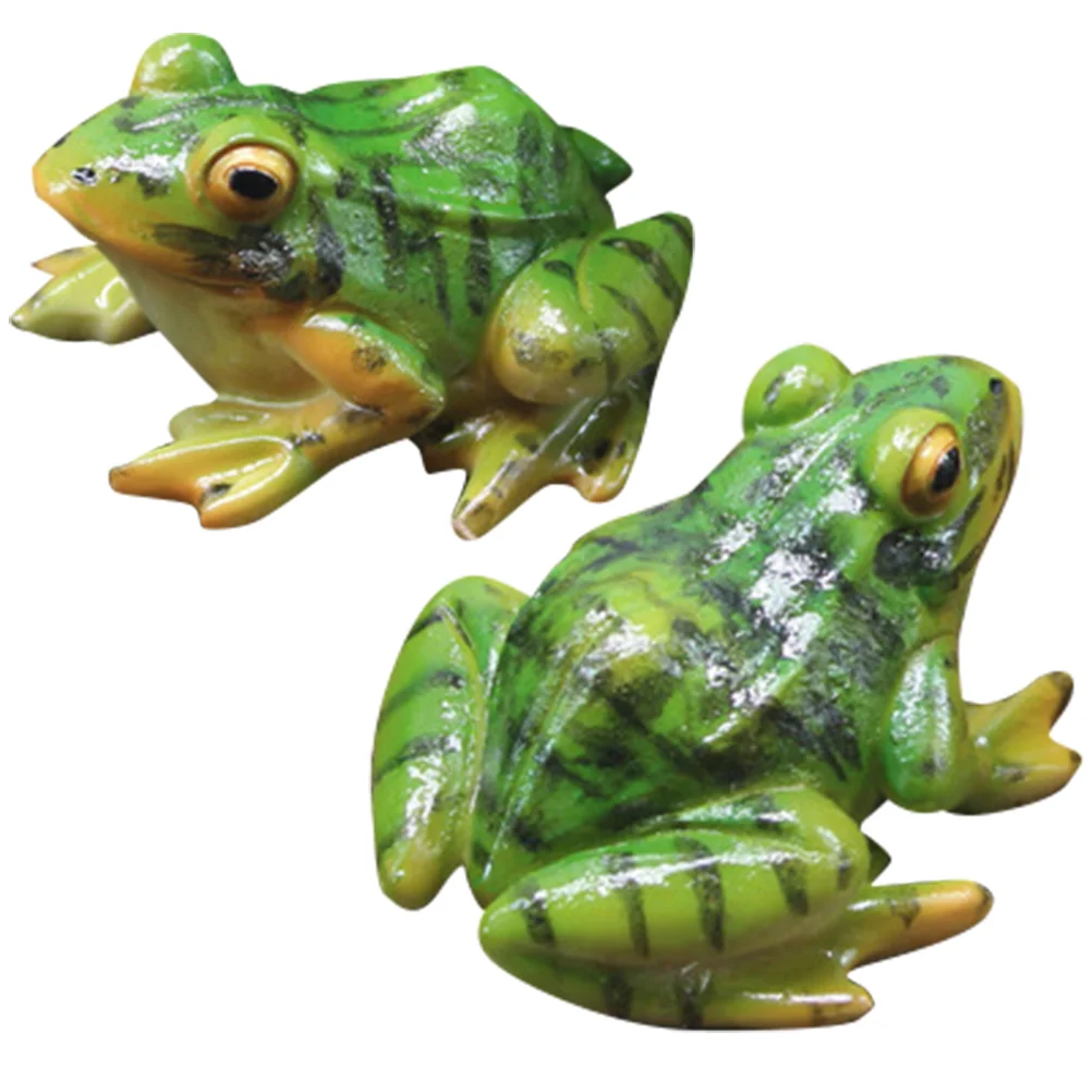 

2 Pcs Micro Landscape Simulation Frog Ornament Kids Outdoor Playset Frog Figures Insect Frog Sculptures Resin Toy Lovers
