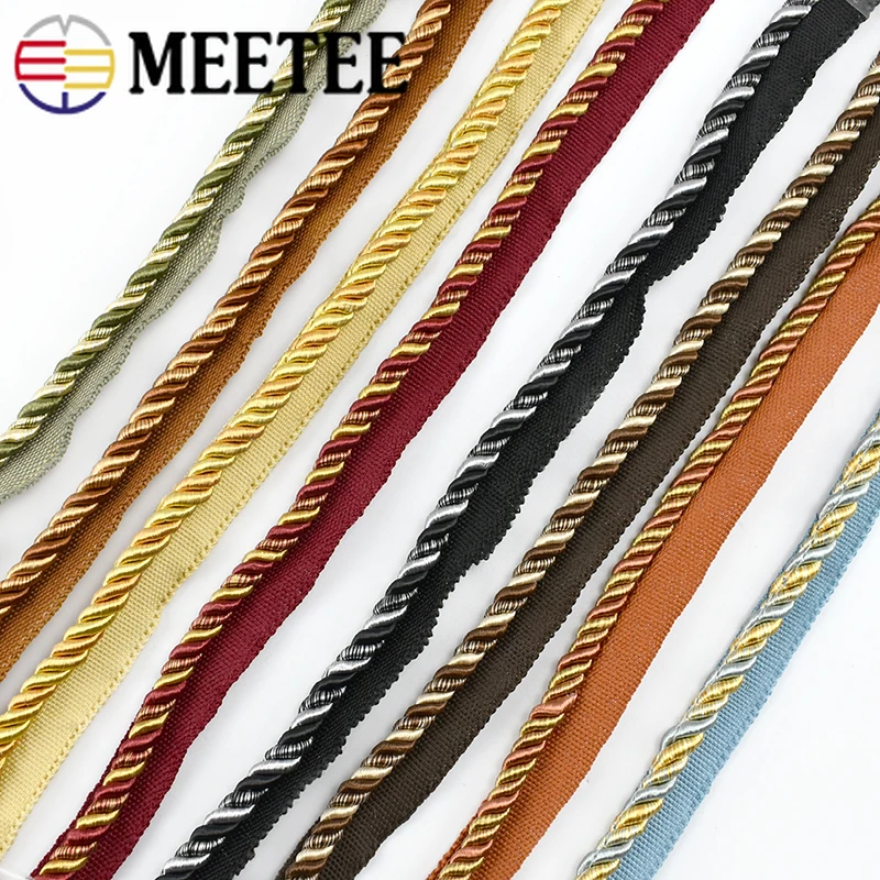 

6/12M 6/10mm Colorful Braided Rope Three-strand Twisted Cord Pillow Lace Decorative Ropes Curtain Side Edge Decorate Ribbon Trim