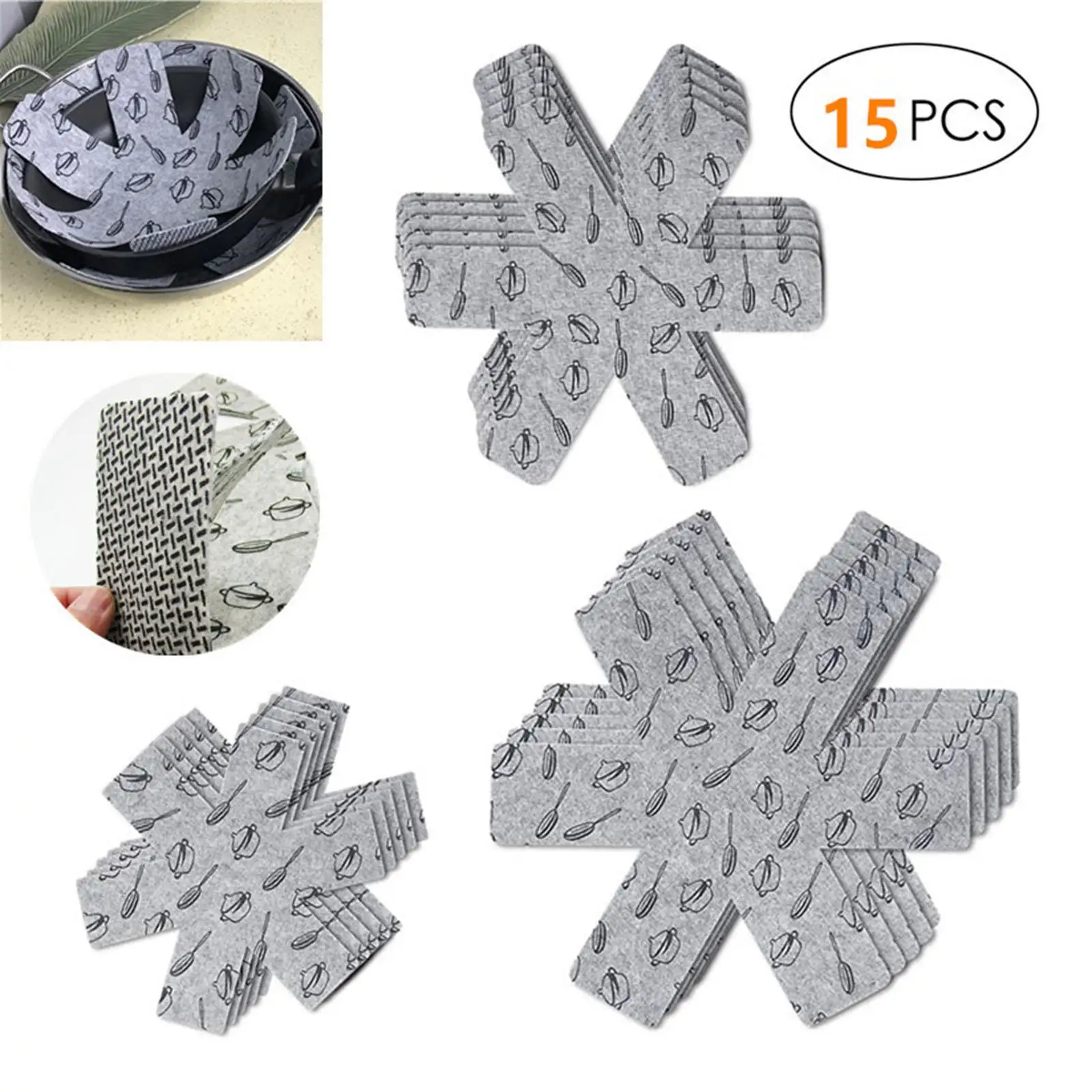 

15 Piece Set of Cookware Dividing Protectors for Pots and Pans Stoves