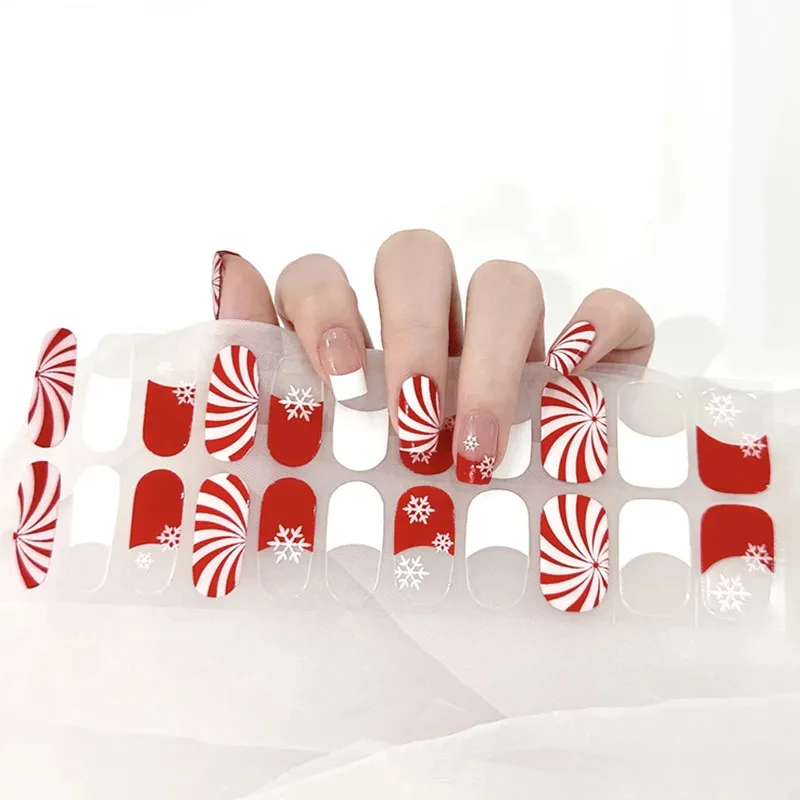 Рождественские полуотвержденные наклейки для ногтей УФ-светодиодная лампа