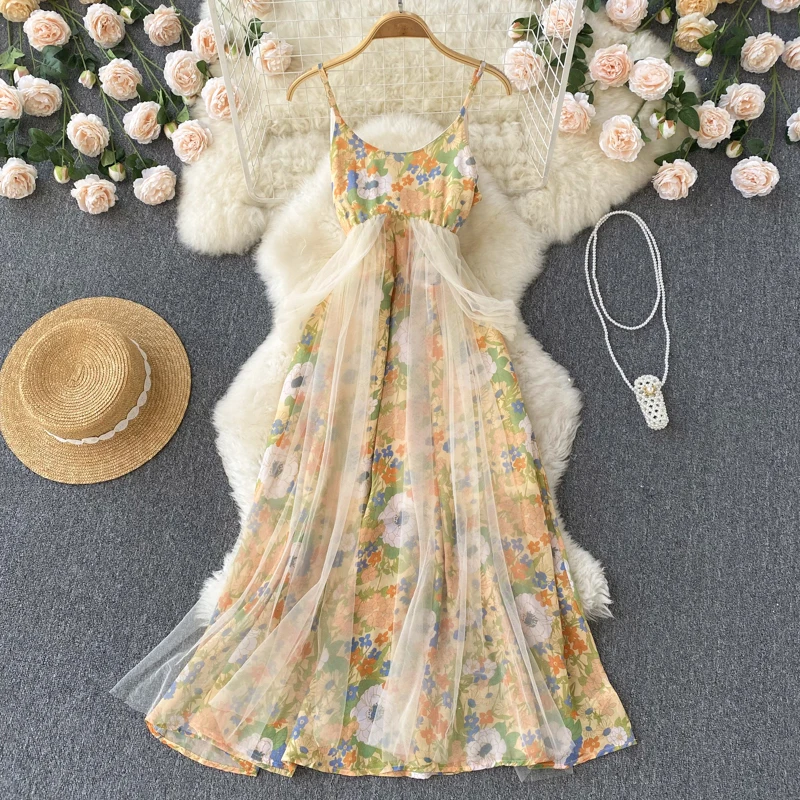 

Женское платье-трапеция с круглым вырезом, без рукавов, с цветочным принтом