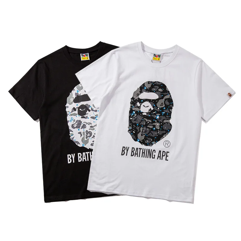 

Футболка Bape с принтом головы живота, 100% хлопок, футболка для мужчин и женщин, футболка и шорты, летняя одежда