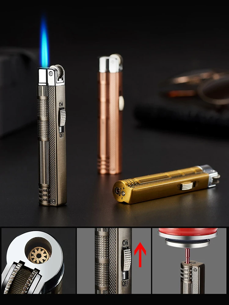 

Metal Torch Lighter Windproof Strip Jet Butane Gas 1300C Cigar Lighter Cigarette Accessories Gift For Men With Out Gas New