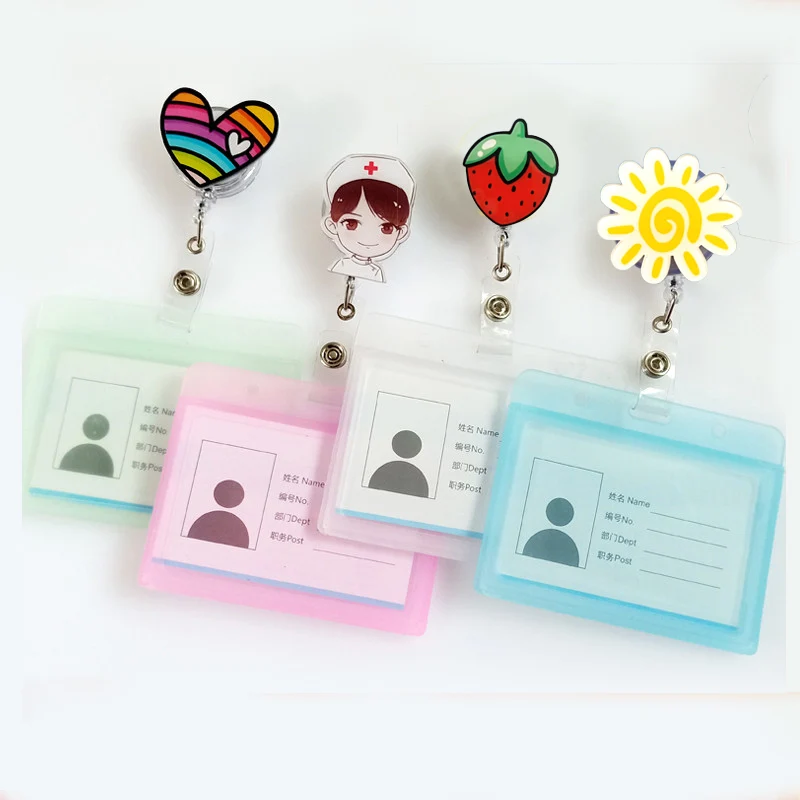 Cute Women Credit Card Holder Bag Student Retractable Nurse Badge Card Credential Holder Clip Fashion Name ID Card Cover Case