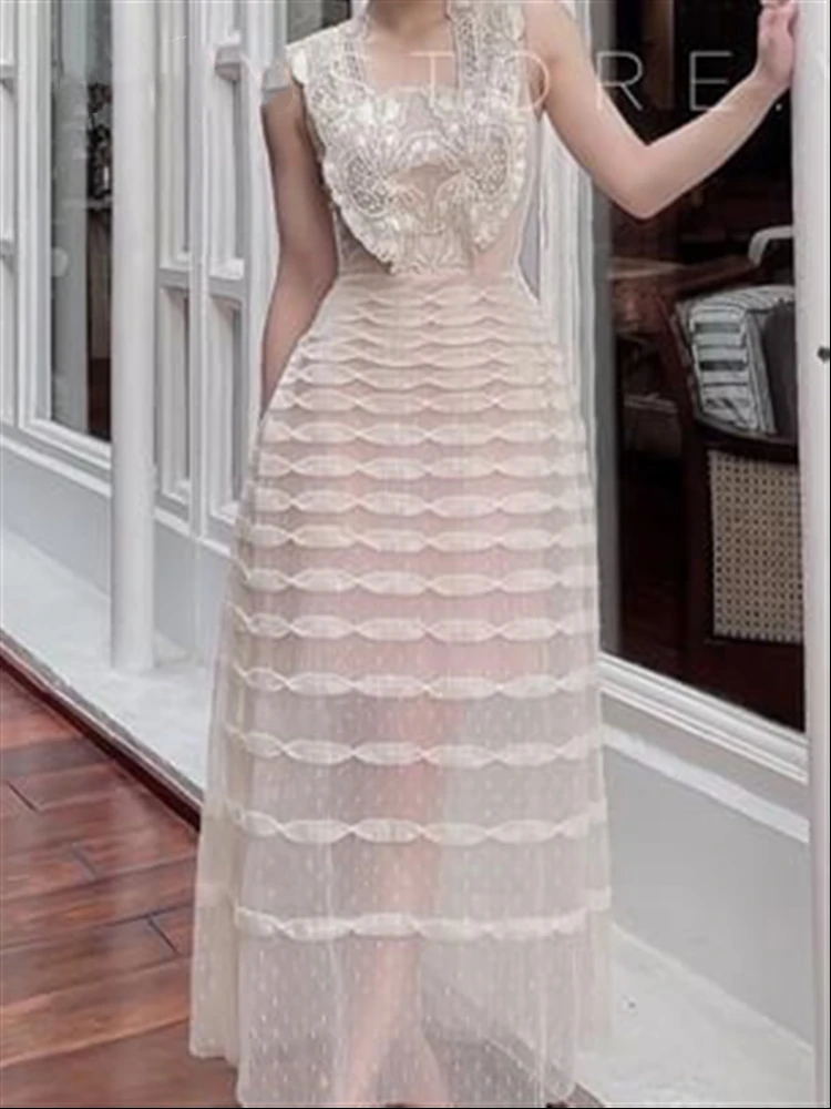 Однотонный сарафан женские пляжные платья с вышивкой подиумное платье без