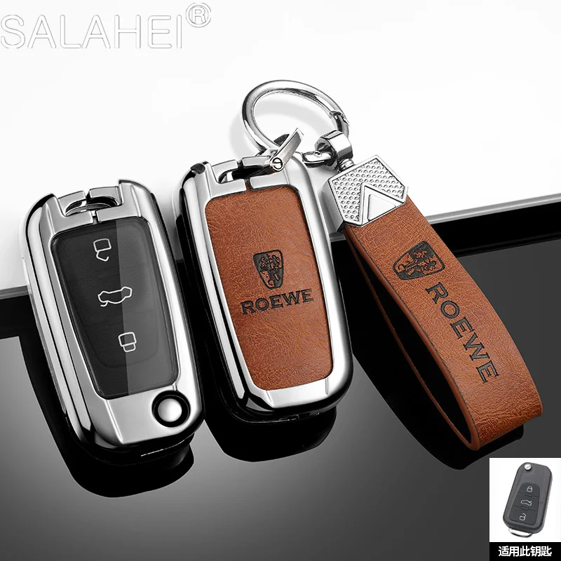 

Zinc Alloy Car Folding Remote Key Fob Case Full Cover Holder Shell Bag For Roewe 350 360 750 W5 Protector Keychain Accessories