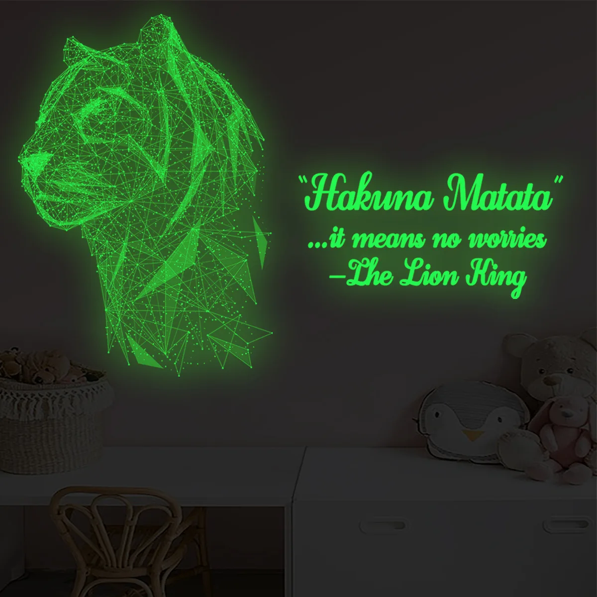

Cool Luminous Lion Creative Wall Sticker for Living Room Bedroom Background Wall Light Storage Decorative Wall Stickers
