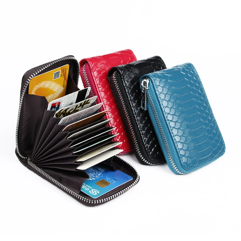 

Women Business PU Leather Wallet ID Credit Card Holder Handbag Multi Card Cowhide Coin Purse Snake Pattern Zipper Organ Bag