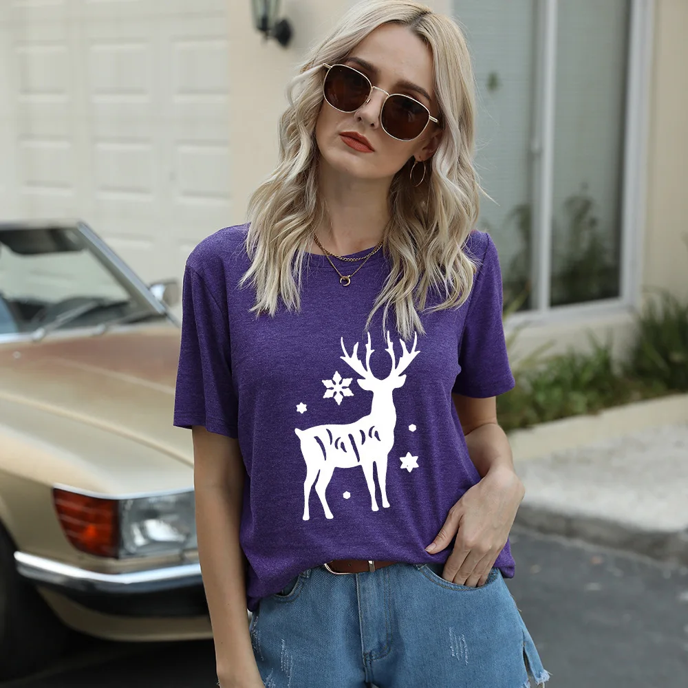 Купи Oversized Christmas Tide T Print Short Sleeve Round Neck Casual T-Shirt Women Graphic T Shirts Women Clothing T Shirt Women за 1,894 рублей в магазине AliExpress