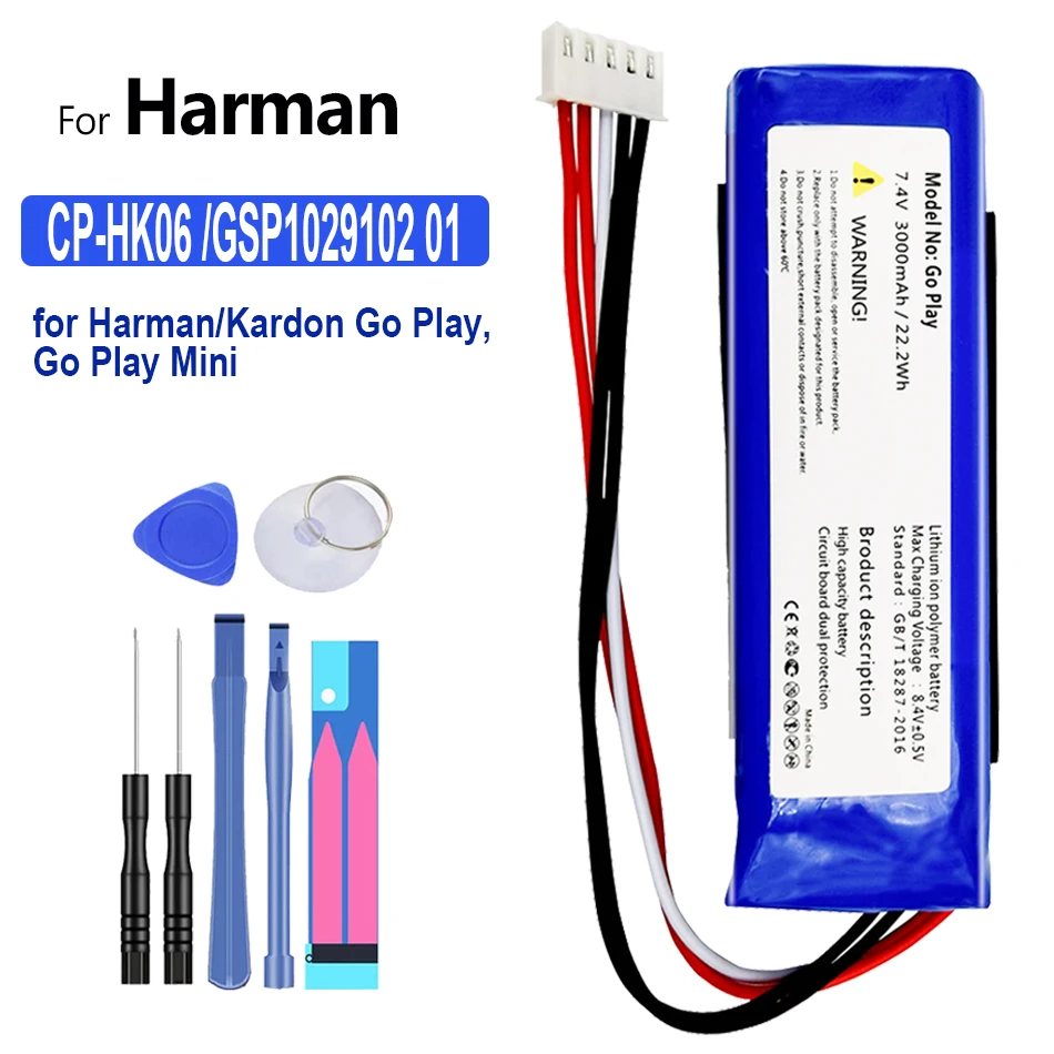 

CP-HK06 GSP1029102 01 3000mAh Replacement Battery For Harman Kardon Go Play Mini Speaker Li-Polymer Lithium Batteries