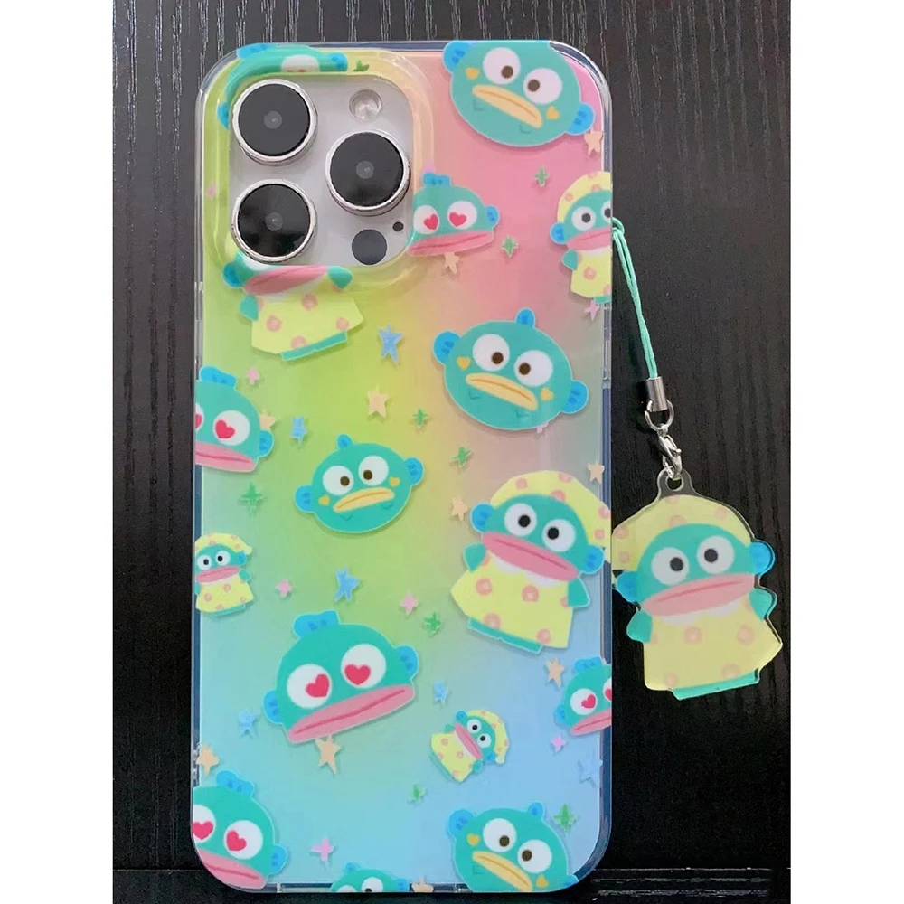 

Чехол для телефона Kawaii Sanrio Hangyoudon для Iphone 14 13 12 11 promax прозрачный градиентный цвет полностью обернутый силиконовый мягкий чехол
