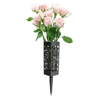 cemetery vase decorations for human grave hollow flower holder plastic black vase with long spike 7 28x2 17x2 17 inch