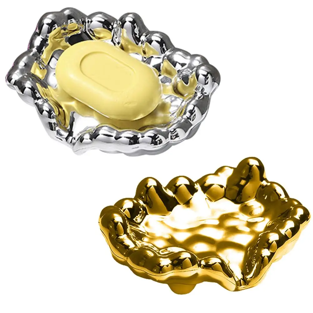 

2pcs Luxurious Draining Soap Box Multifunctional Soap Holder Tray Bathroom Accessories With Drain Spout