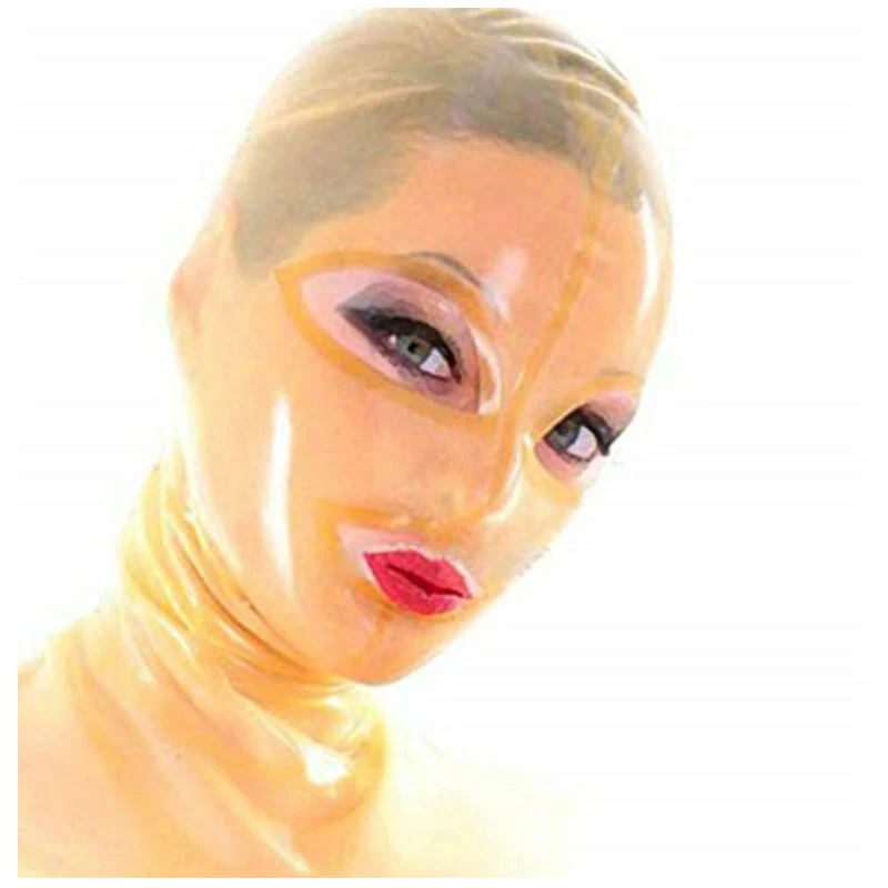 

Прозрачный латексный капюшон на молнии сзади резиновая маска сексуальный фетиш Косплей Хэллоуин костюмы для женщин