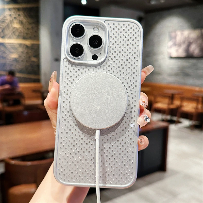 Магнитный чехол с блестящими стразами и бриллиантами для iPhone 16 15 14 Plus 11 12 13 Pro Max