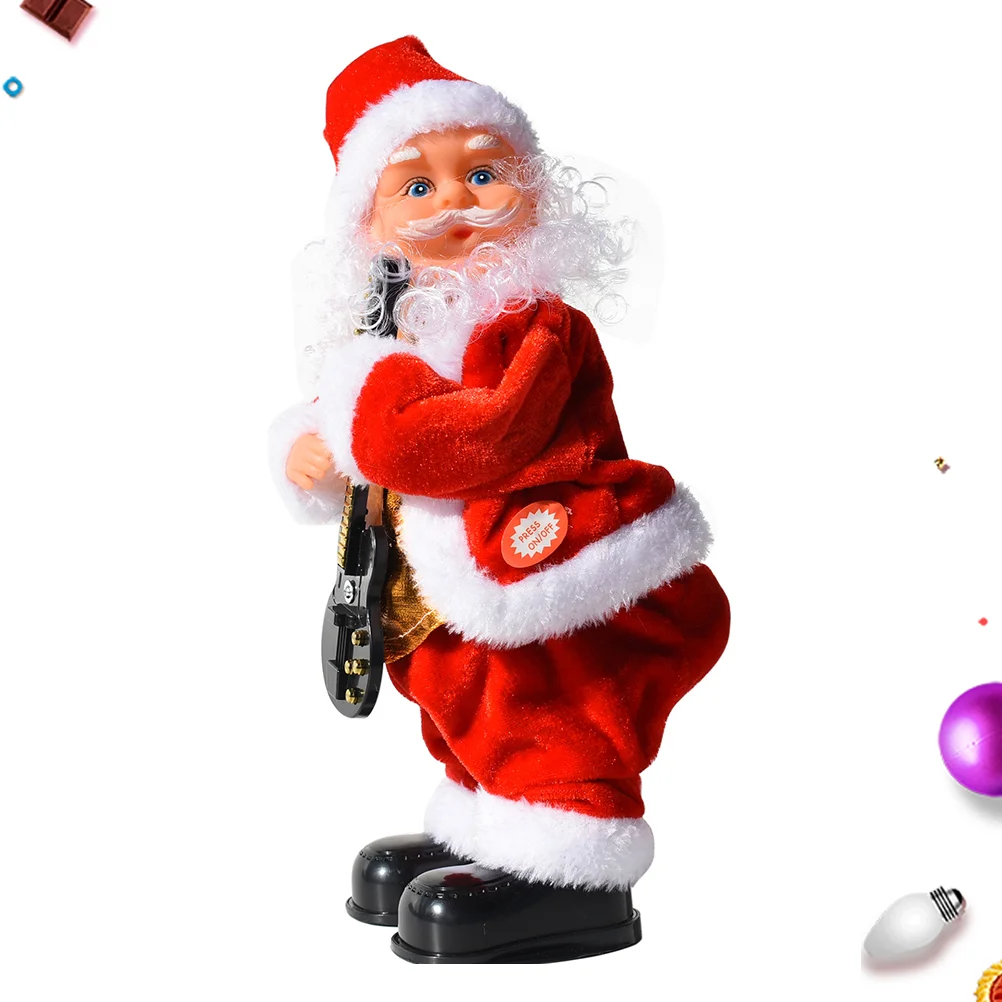 

Musical Santa Claus Christmas Figurine Hip Shaking Electronic Toy Desktop Decoration Entertaining Gift with Guitar - No Battery