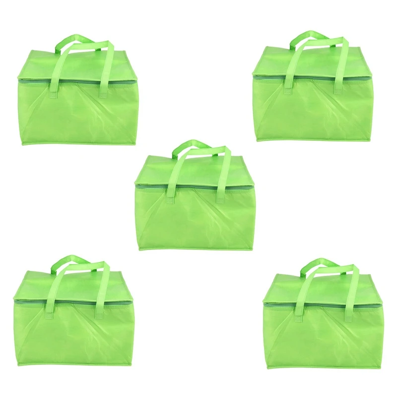 

5X Foldable Large Cooler Bag Food Cake Insulated Bag Aluminum Foil Thermal Box Waterproof Ice Pack Lunch Box Green