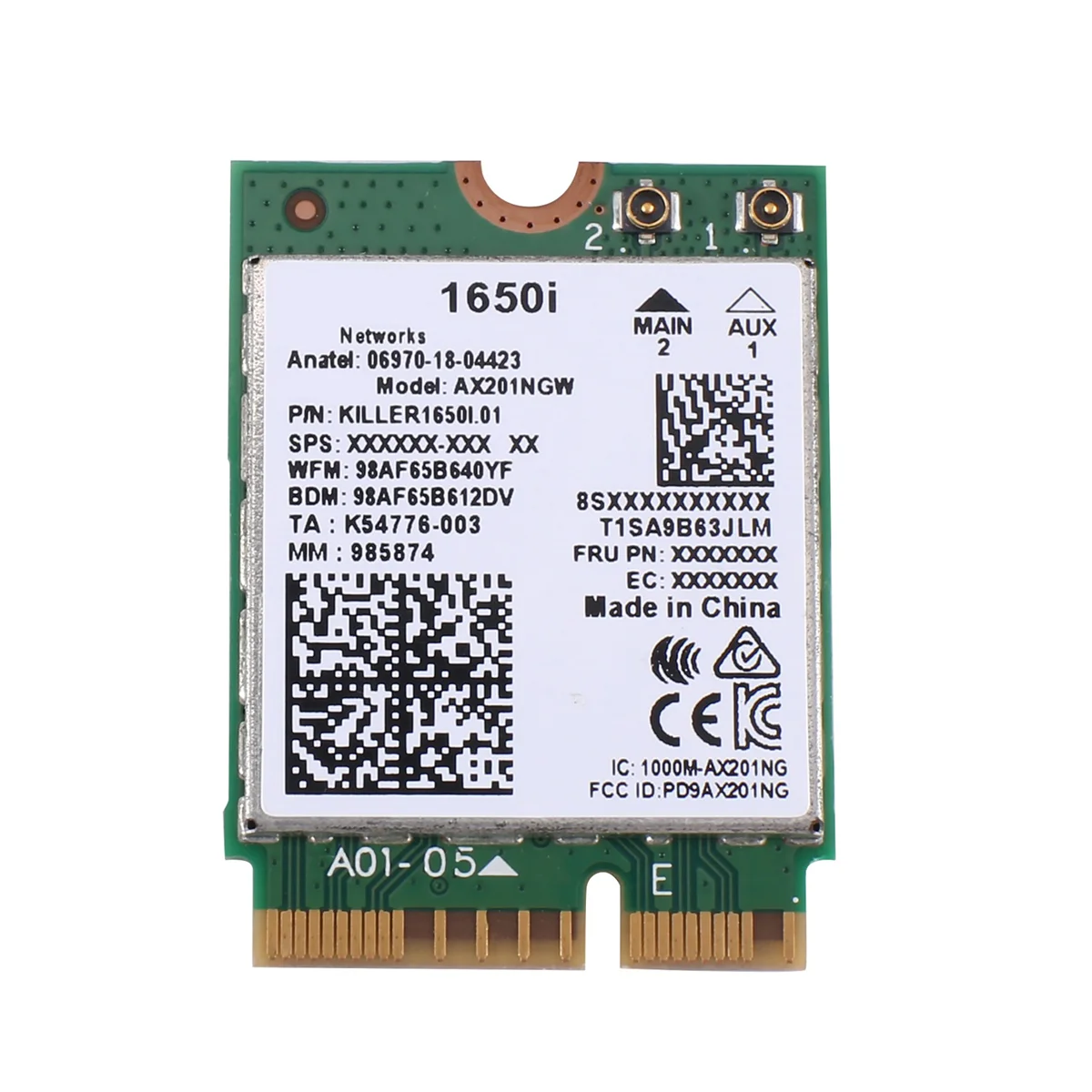 1650I AC AX201NGW WiFi-карта WiFi6 Двухдиапазонная беспроводная карта 802.11AX/A/B/G/N BT 5.0 Ноутбук