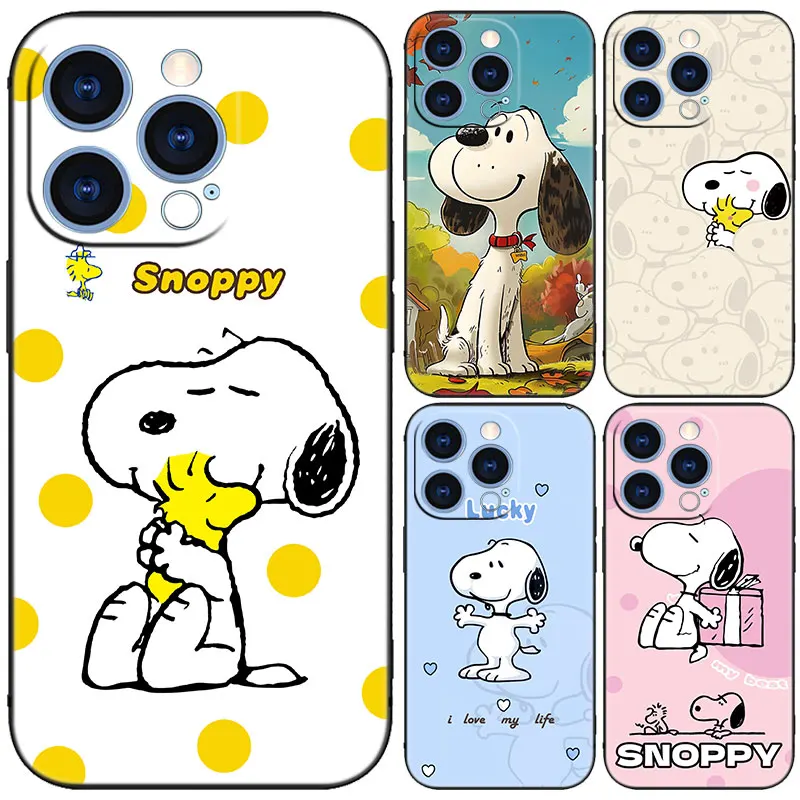 Милый черный чехол для телефона kawaii S-Snoopy Huawei Pura70 Pro Plus P60 P50 P40 P30 P20 P10 Lite PSmart Z 2021 Cover