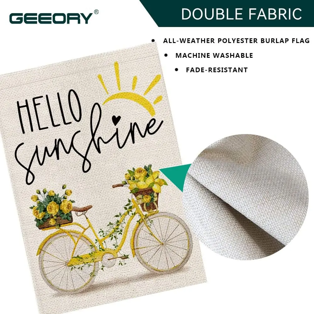 GEEORY Летний садовый флаг Hello Sunshine 12 5x18 дюймов Маленький вертикальный двусторонний