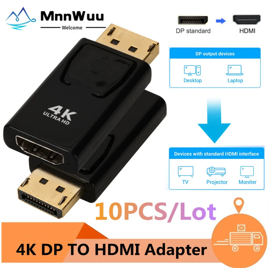 

4K адаптер с портом дисплея на HDMI-совместимый преобразователь порта дисплея штекер DP на гнездо HD ТВ кабель адаптер видео аудио для ПК ТВ