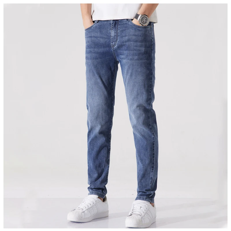 2023 Spring Summer New Men's Stretch Slim Jeans Cotton Casual Simple Trousers Fashion Denim Pants Streetwear Pants Man Classics