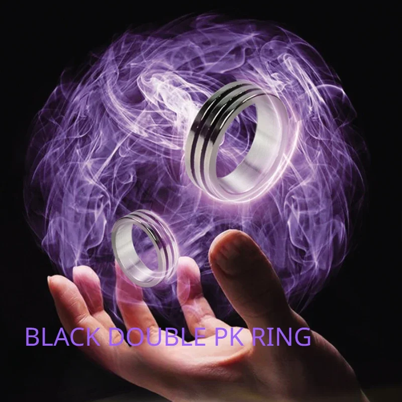 

Black Double Circle Pk Ring Magic Tricks gimmicks Props Strong Magnetic Magnet Ring Coin Finger Decoration 18/19/20/21mm Tools