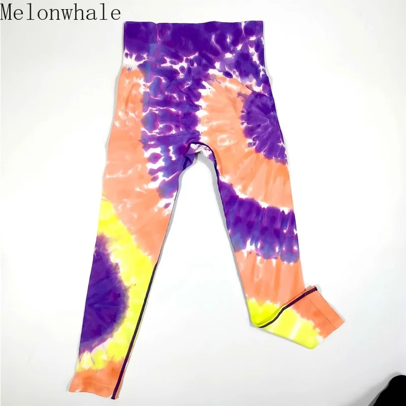 

Melonwhale High Waist Seamless Tie Dyed Yoga Pants Women's Sports Fitness Gradient Tights Yoga Clothes Large Leggings Women