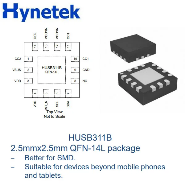 

10pcs Hynetek Launches HigH-performance USB PD PHY Chip HUSB311A HUSB311B