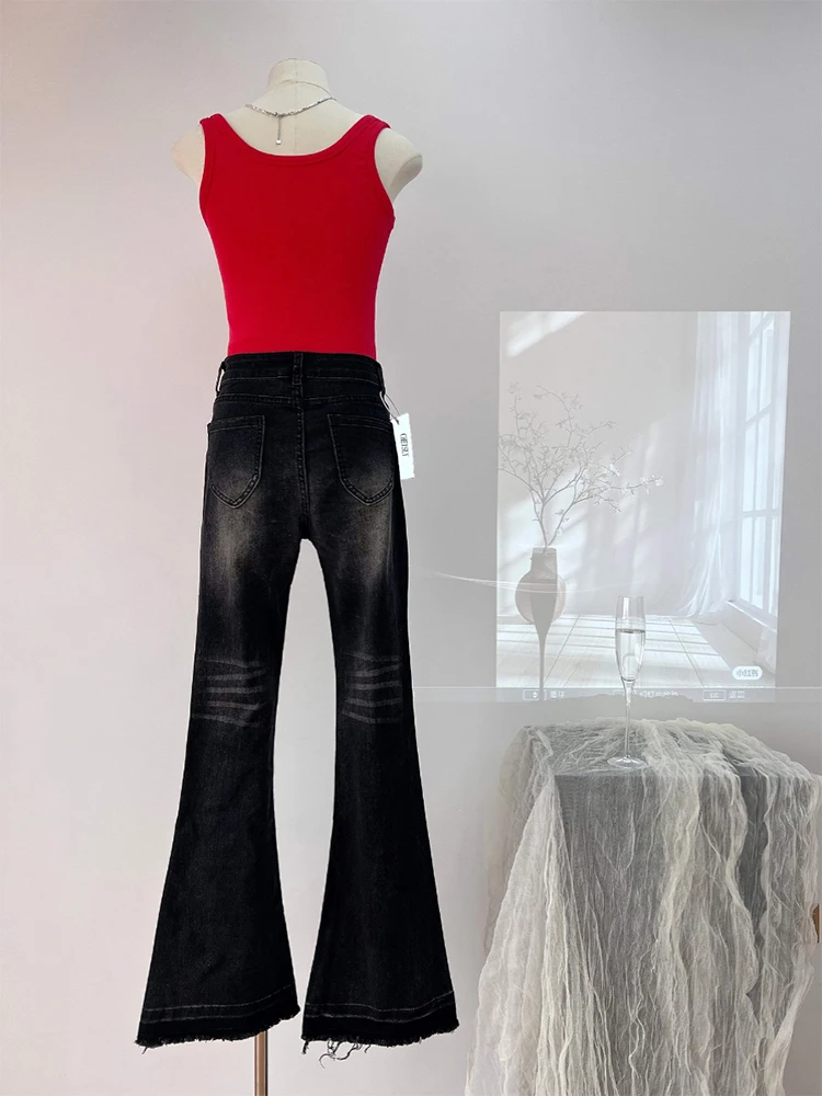 Женские темные академические брюки длинные в стиле гранж Y2k джинсовые K-POP Gyaru 1920-х