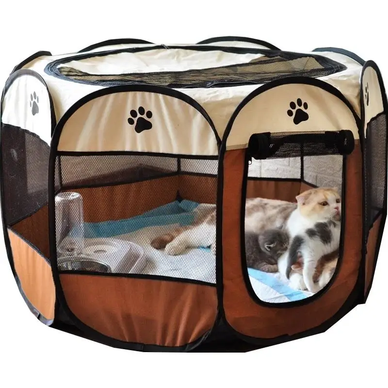 

Dog House Cat Tent Folding Octagonal Cage Puppy Playpen Portable Kennel Easy Operation Fence Dog Teepee Outdoor Pet Accessories