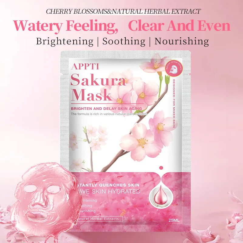 

10pcs Sakura Face Mask Hyaluronic Acid Nicotinamide Hydrate Moisturizing Brightening Soothing Nourishing Facial Masks Skin Care