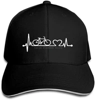 mens and womens adjustable bicycle heartbeat lifeline cycling peaked hat cotton golf cap for mens and womens