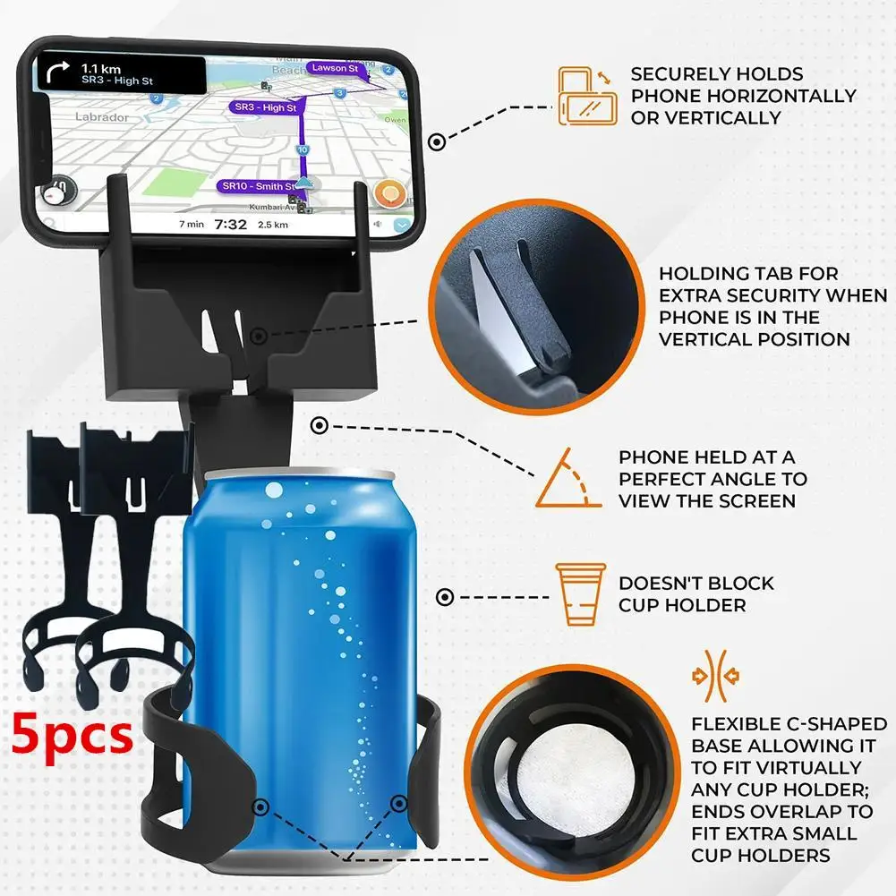 

5pcs Universal Car Truck Door Cup Holder Water Bottle Holder Water Bottle Container Hook Mobile Phone Holder Auto Interior Organ