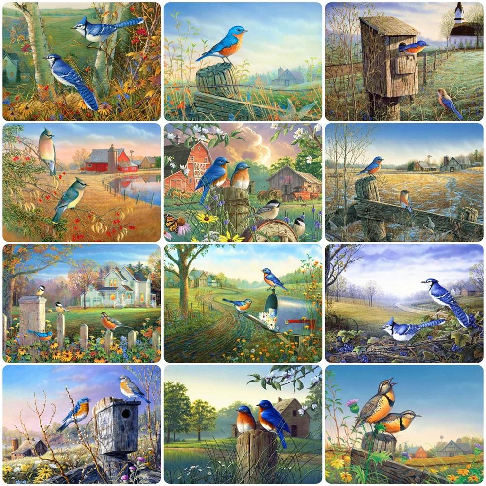 

HUACAN Drawing By Numbers Bird Animal Acrylic HandPainted Unique Gift Paint By Number Tree Children's Room Decor