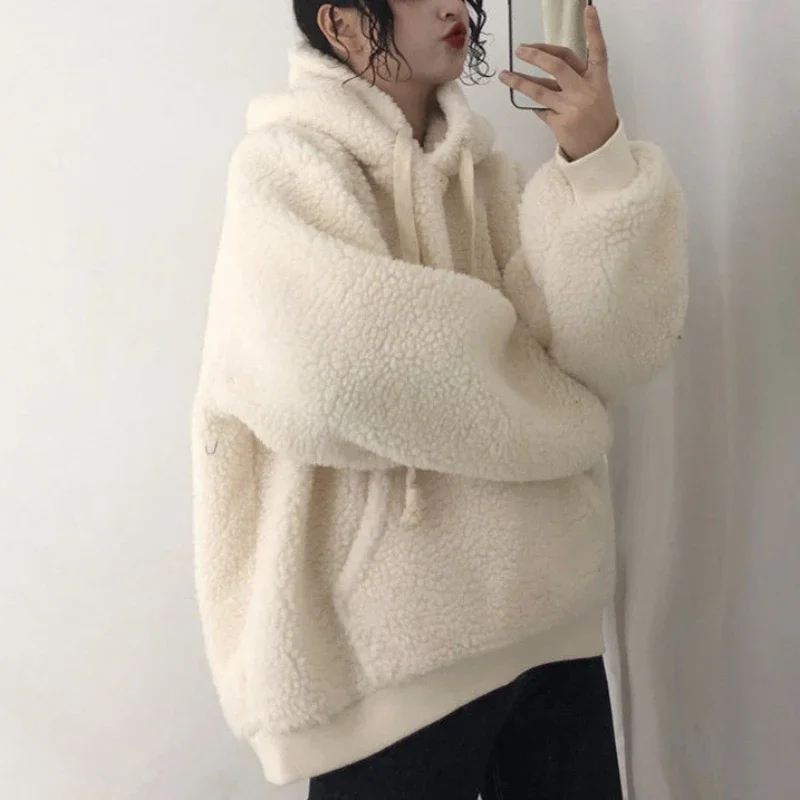 Толстовки женские однотонные уютные универсальные простые повседневные уличные