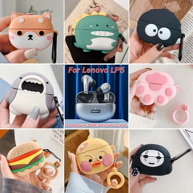 

For Lenovo LP5 TWS Case Anime Soft Silicone Earphone Case Wireless Headphone 3D Cute Cartoon Anime Earbuds Protective Cover Box