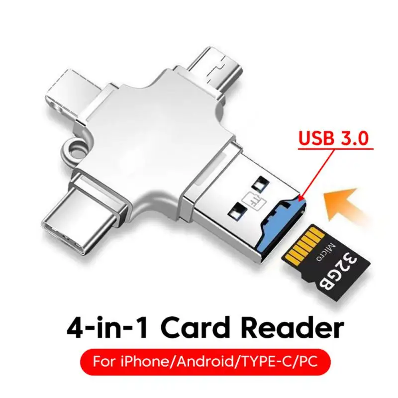 

4in1 Multifunctional OTG Adapter For Apple Android Huawei Typec Mobile Phones Adapters Converter Supports TF Card Reader