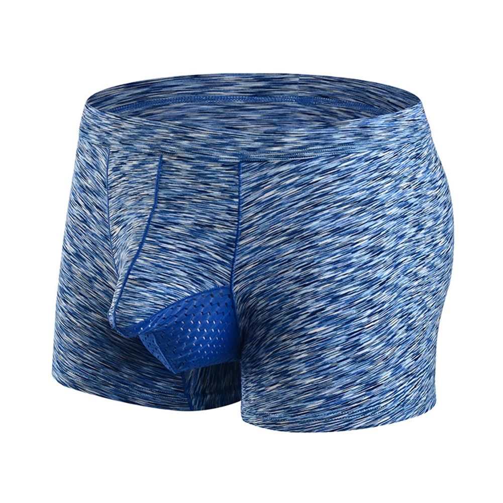 

Men Ice Silk Boxer Loose Soft Underwear Hight Elasticity Briefs Solid Shorts Panties Bulge Pouch Underpants Casual Homewear