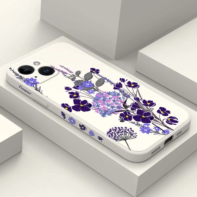 

Gypsophila Phone Case For iPhone 14 13 12 11 Plus Pro Max Mini X XR XS SE2020 8 7 6 6S Plus Liquid Silicone Cover