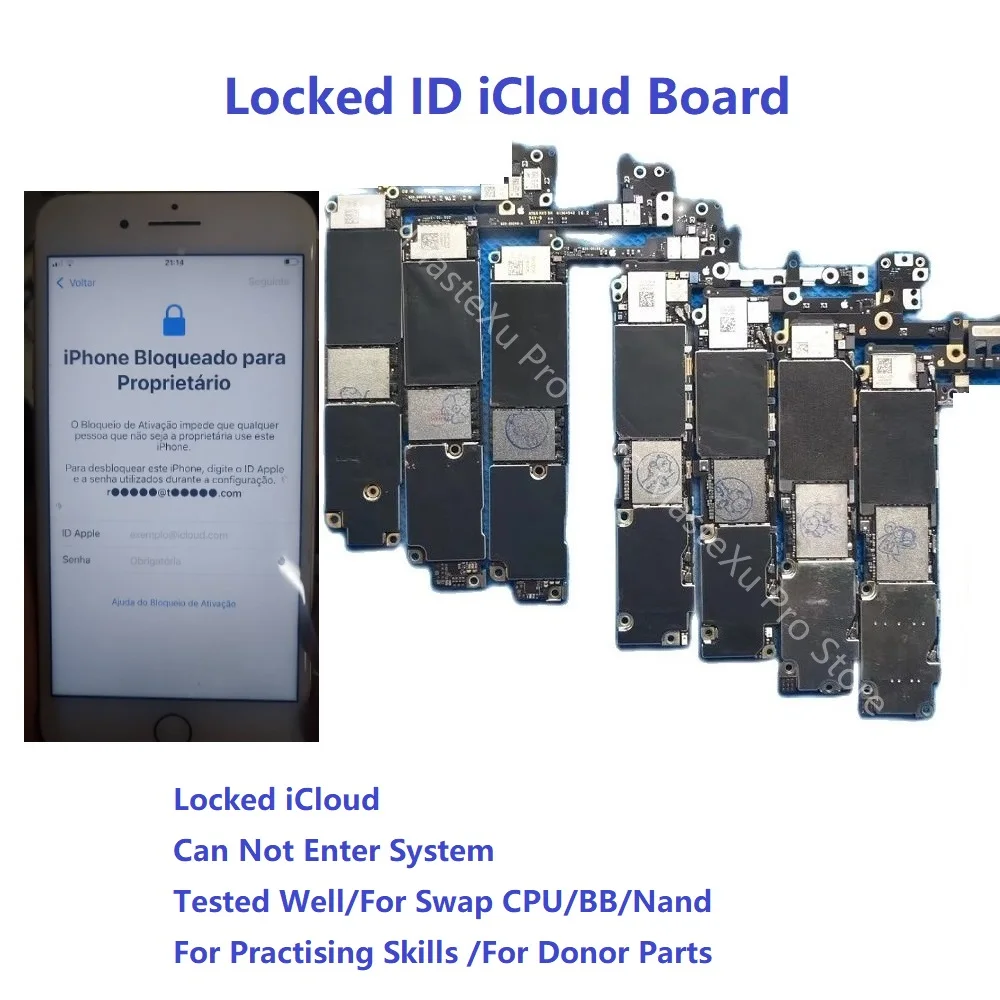 

MasterXu Locked ID Motherboard With iCloud for iPhone 6 6S 7 8 Plus X XR XS 11 12 Mini Pro Max Bypass Activation Practice Skills