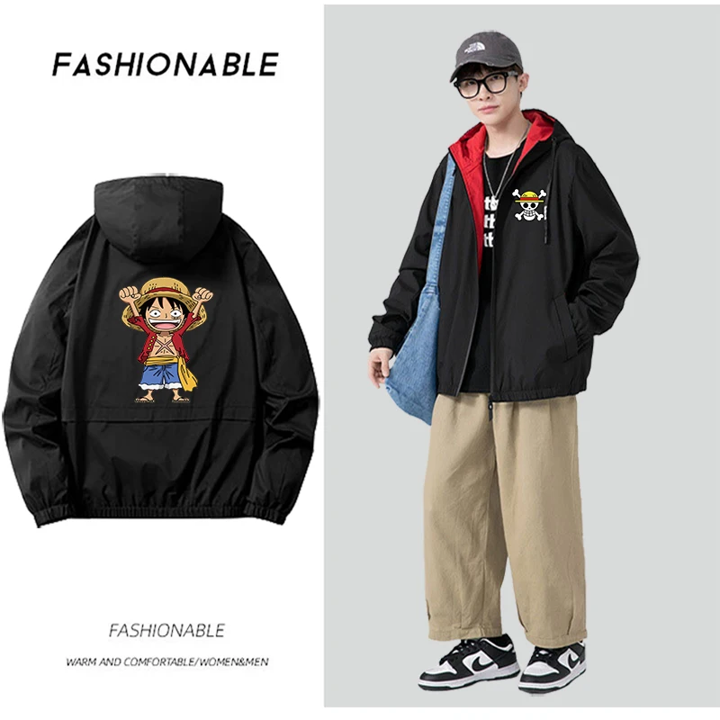 Japanese Anime Zip Up Hoodie Print Mens Jacket Daily Fall Winter Windbreak Coat Long Sleeve Graphic Sweatshirt Pullover