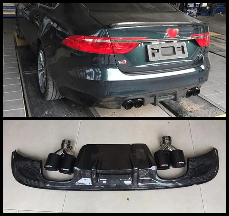 

Carbon Fiber Rear Bumper Spoilers Lip Trunk Diffuser &Exhaust Tips For Jaguar XF 2016 2017 2018 2019