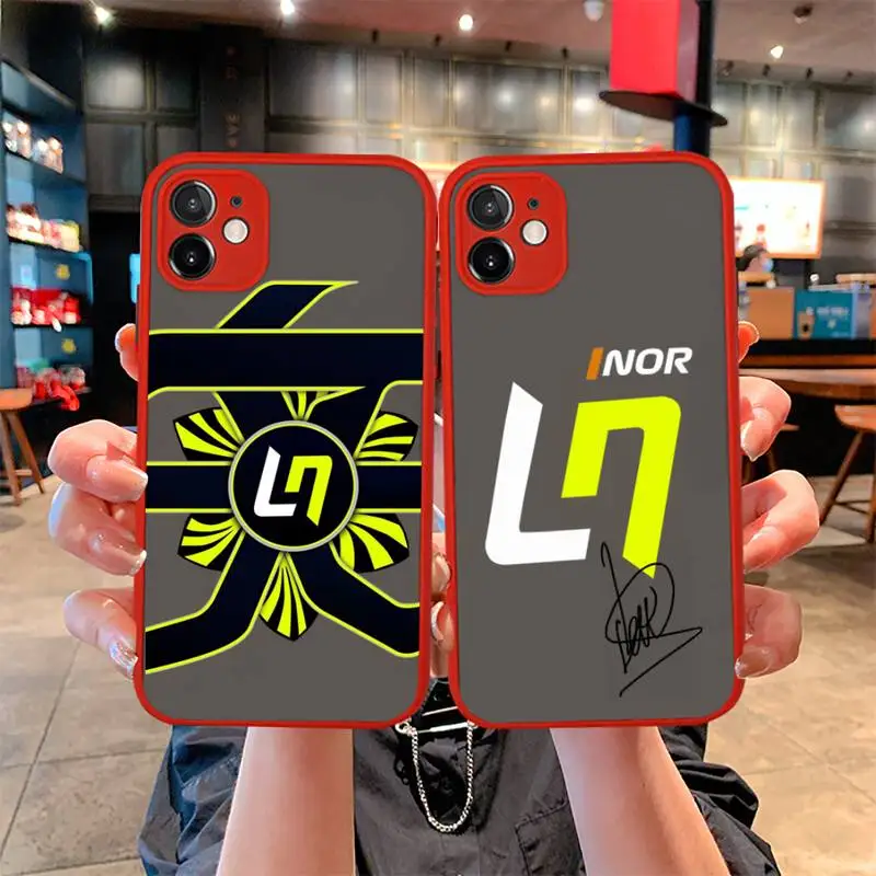 

Lando Norris 2021 Phone Case For iphone 12 11 Pro Mini Max XS X 8 7 Plus SE 2020 XR Matte Transparent Light red Cover