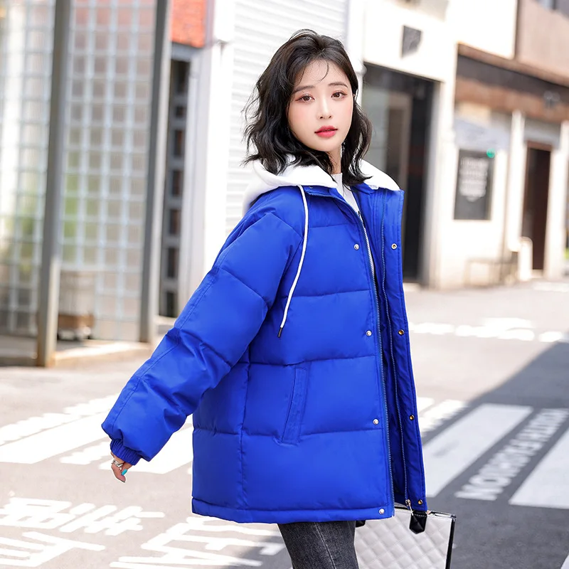PinkyIsBlack Oversized Loose Winter Jacket For Women's Kintting Spliced Hooded Korean Style Female Ladies Thicken Coat Clothes