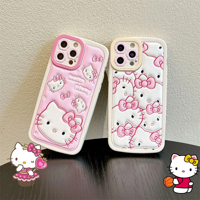 

Kawaii Hello Kitty Anime Phone Case Suitable Apple 13Pro 14Promax Cute Cartoon Falling Wear Resistant Protective Case Wholesale