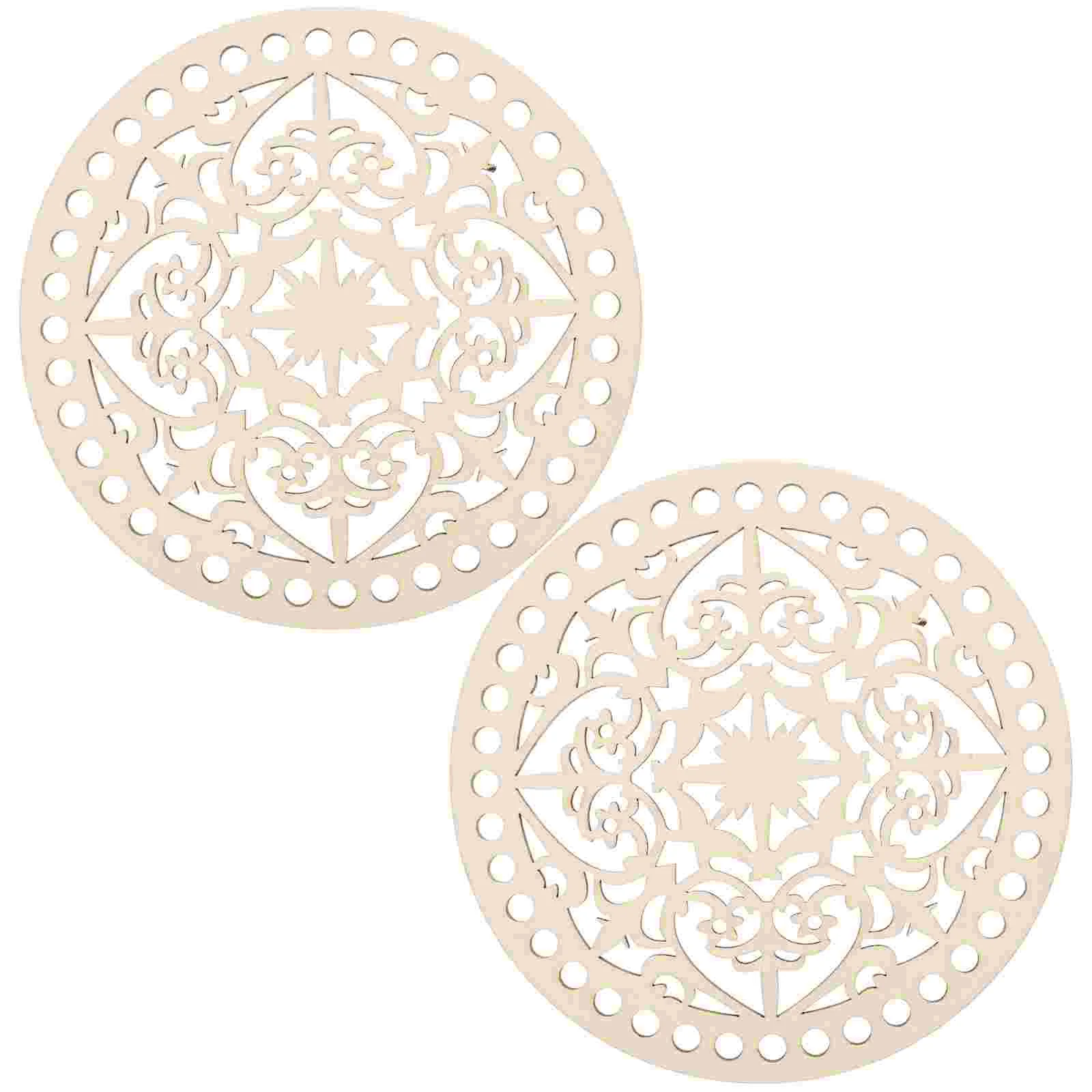 

2 Pcs Round Natural Rustic Wooden Cutout Purse Shaper Insert Unfinished Wood Circle Woven Bag