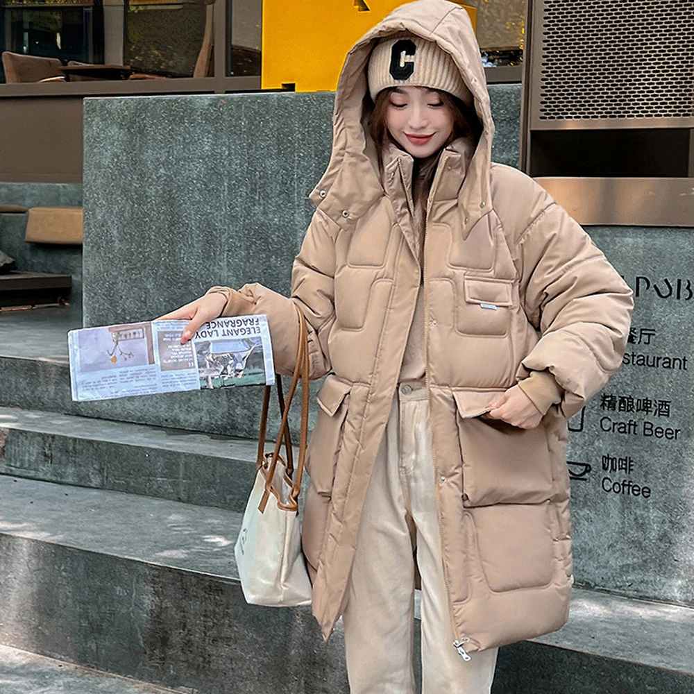 2023 new winter down cotton-padded jacket women's long Korean version of loose and thick bread jacket jacket